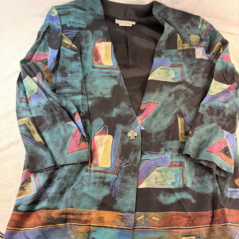 Vintage 90s Très Paquette Byer‎ California Jacket Sm Funky Retro Art To Wear EVC